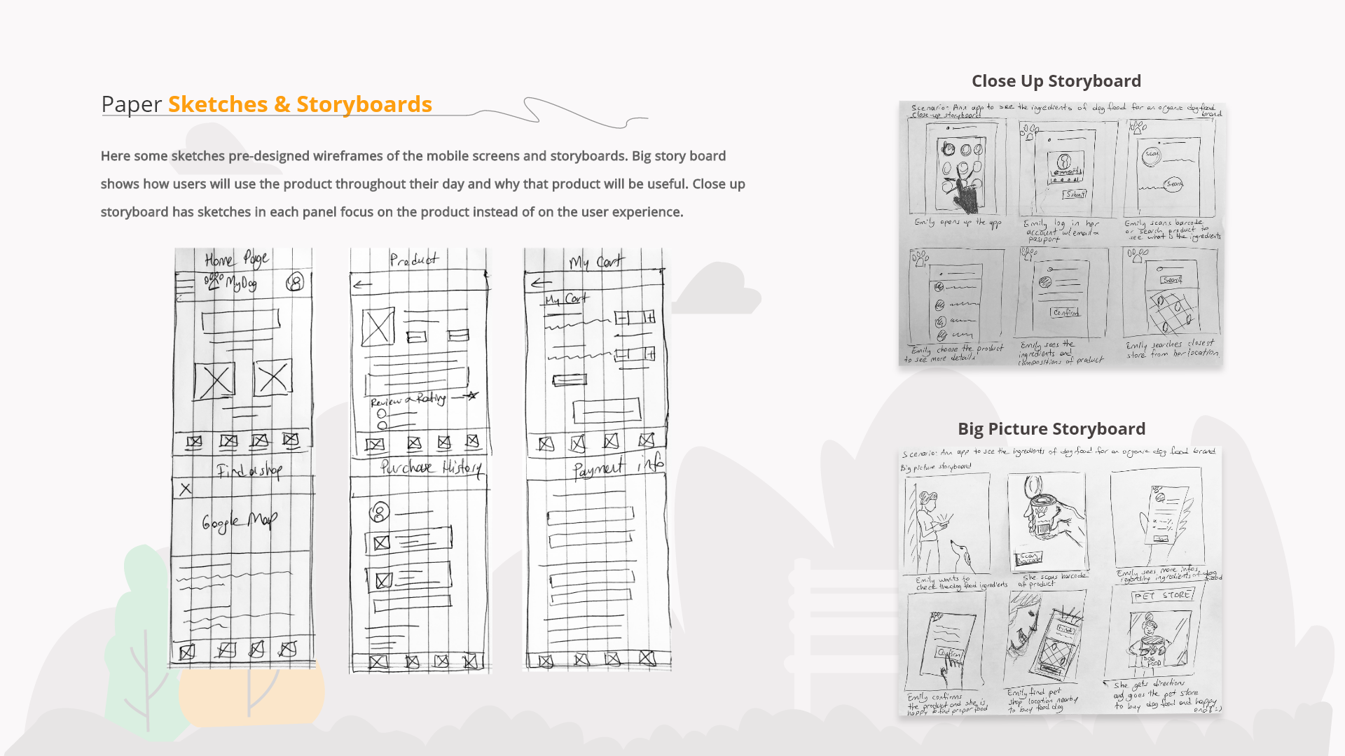 Paper Sketches and Storyboards - Wireframes and User Stories